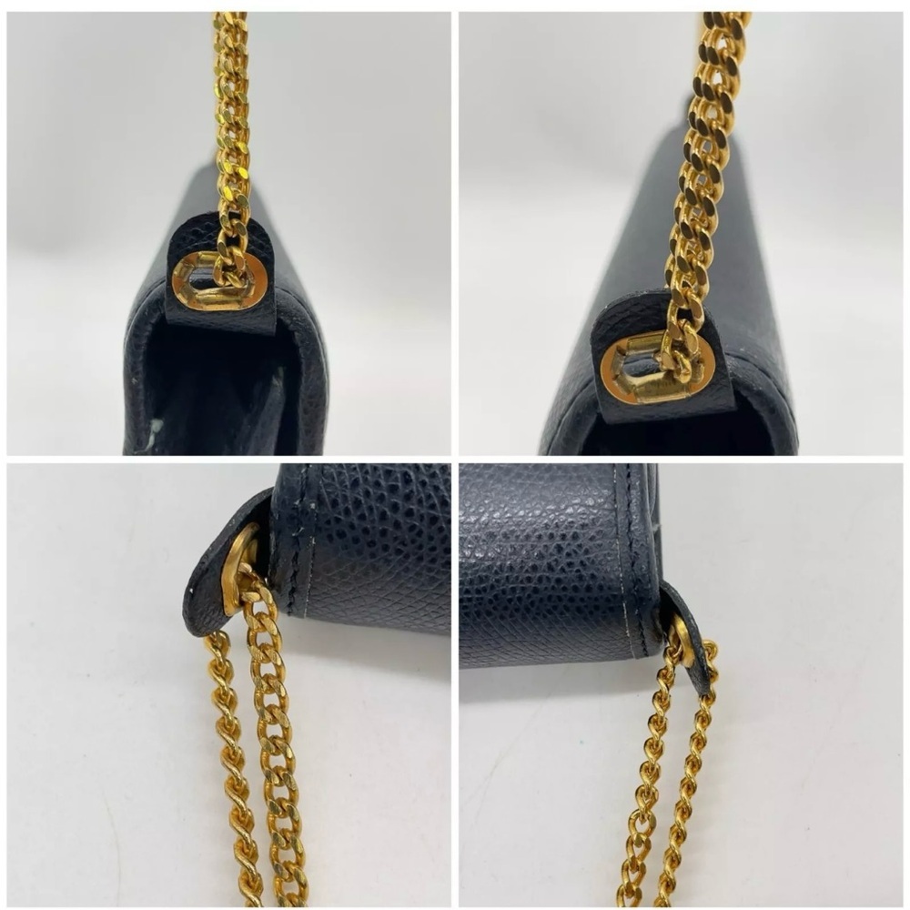 Authentic Christian Dior Leather Navy Chain Shoulder Bag - Picture 9 of 16